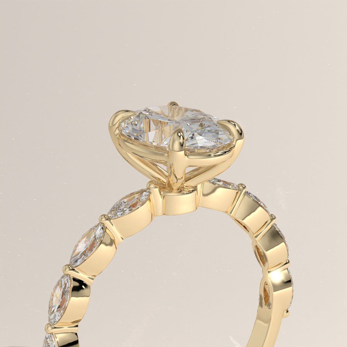 2ct Oval Lab-Grown Diamond Engagement Ring with Marquise Diamond Band – Laurel