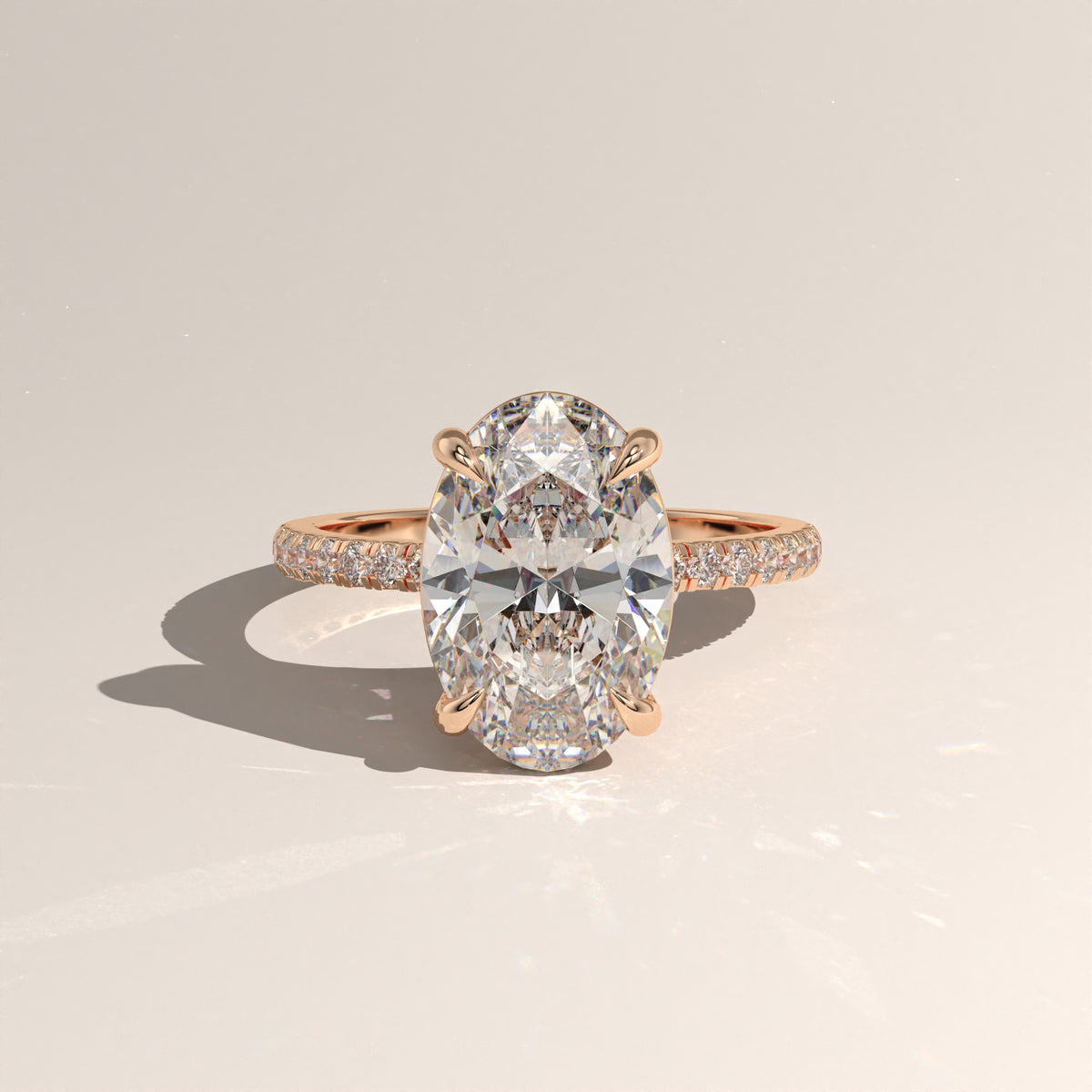 3.77ct Oval Lab-Grown Diamond Pavé Engagement Ring – Freya