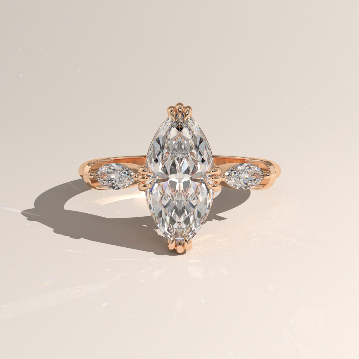 2ct Marquise Lab-Grown Diamond Three Stone Engagement Ring – Maha