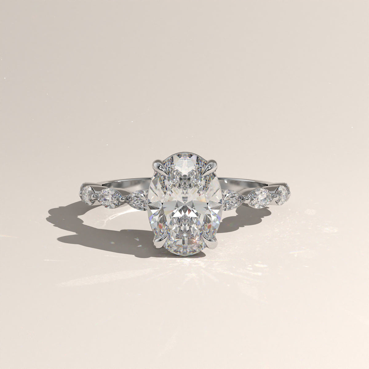 2ct Oval Lab-Grown Diamond Engagement Ring with Marquise Diamond Band – Laurel