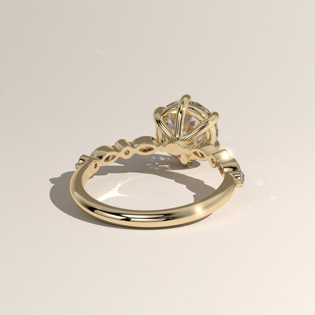 2ct Round Lab-Grown Diamond Engagement Ring with Marquise & Round Side Stones – Ayla