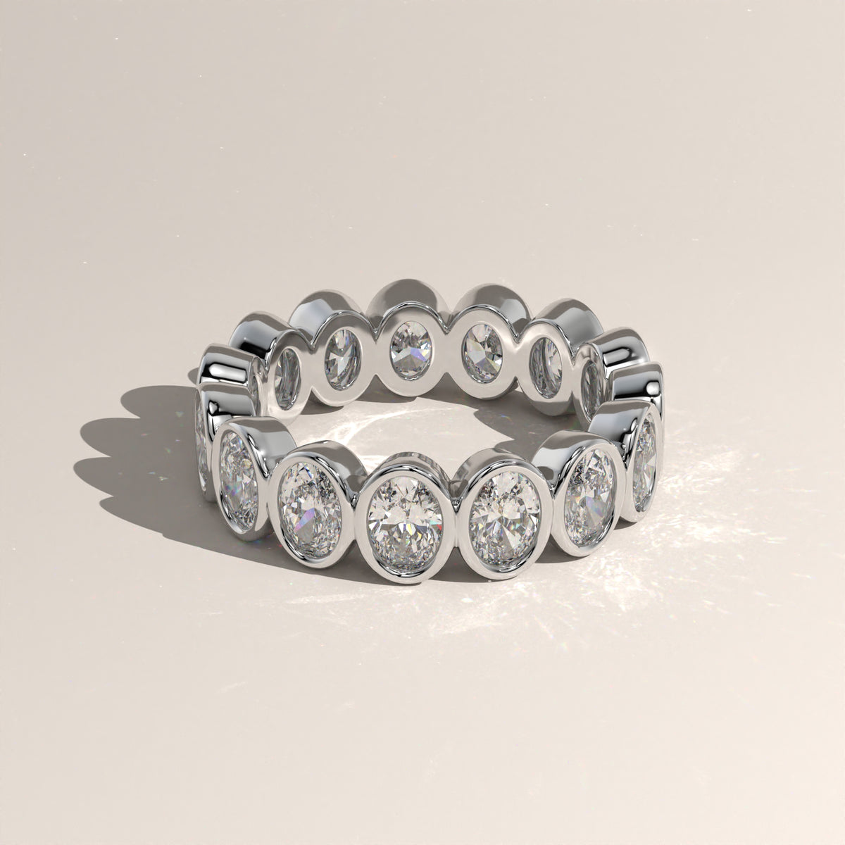 3.4ct TW Oval Lab-Grown Diamond Bezel Eternity Band – Kiara