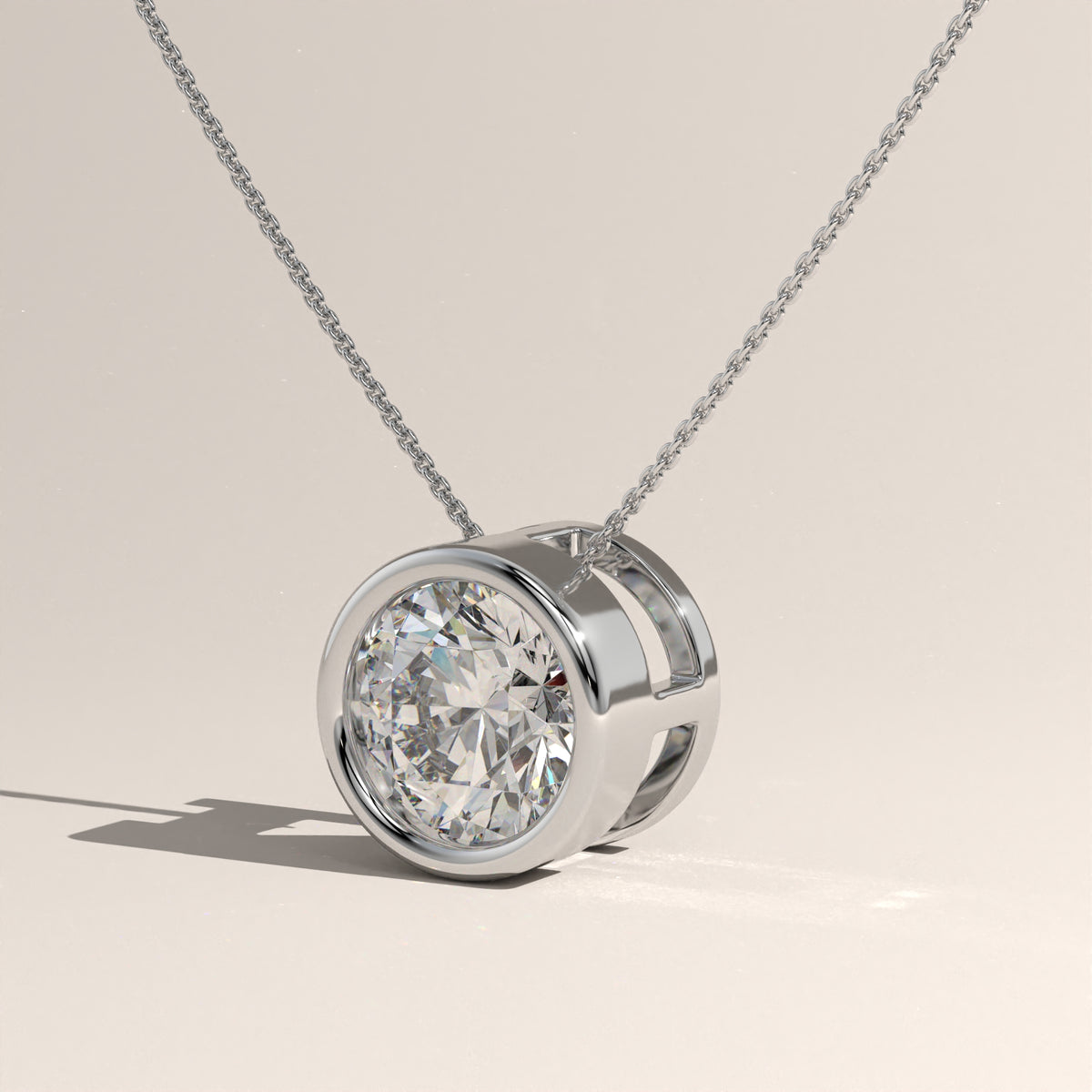 1.92ct Bezel Lab-grown Diamond Pendant Necklace - Nicole