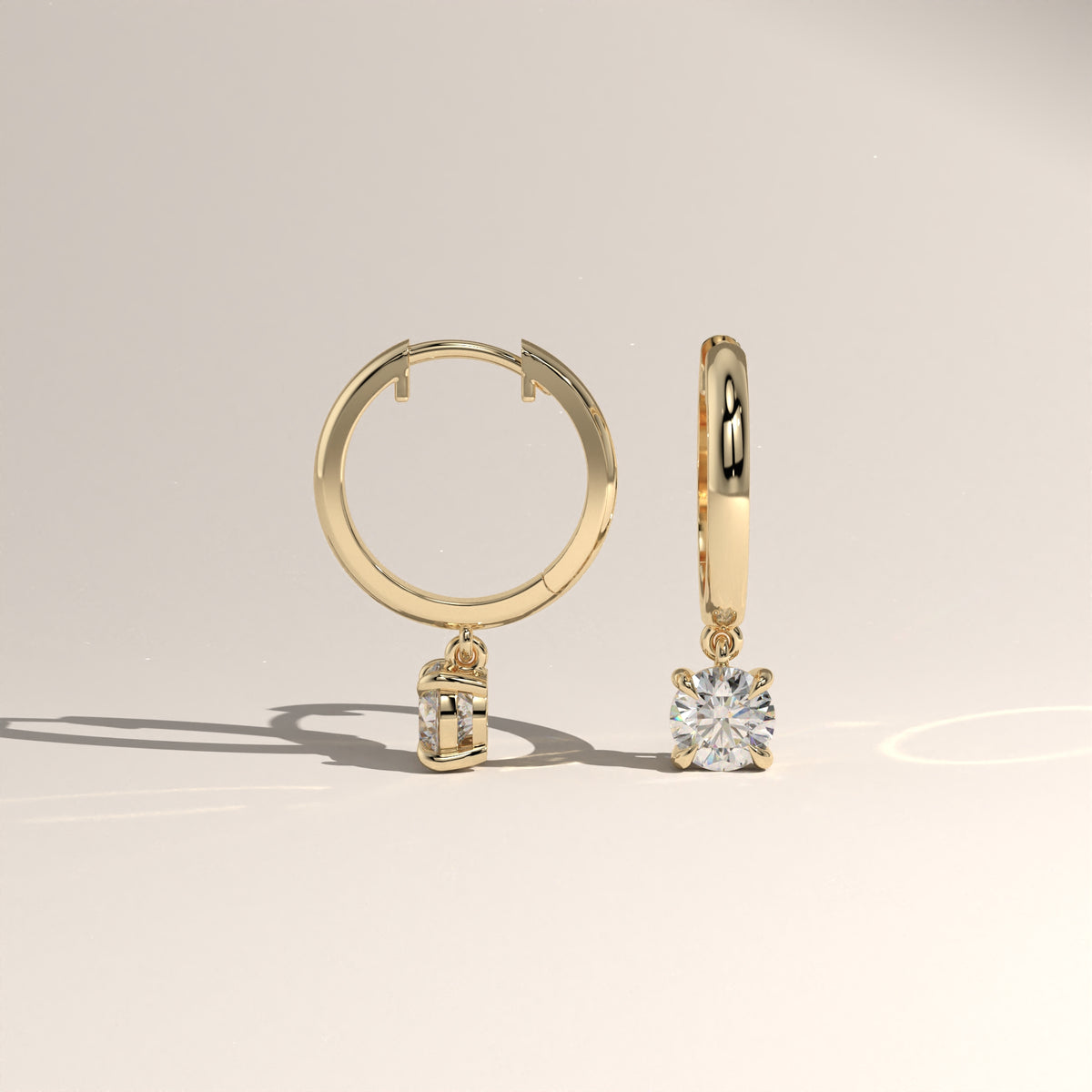 Round Lab-Grown Diamond Drop Huggie Earrings – Lucia