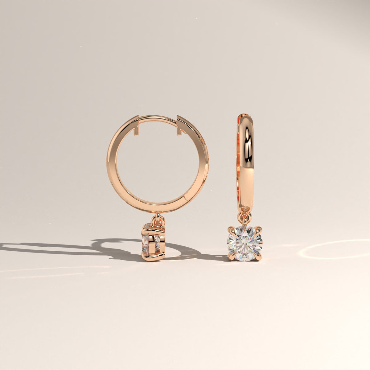 Round Lab-Grown Diamond Drop Huggie Earrings – Lucia