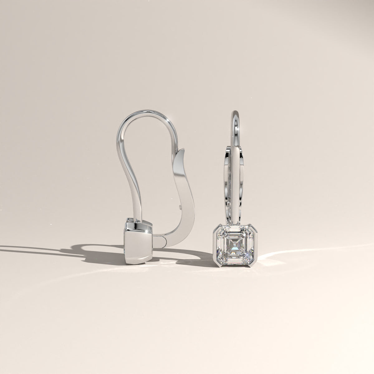 1.50ct TW Square Emerald Cut Lab-Grown Diamond Bezel Drop Earrings – Janet