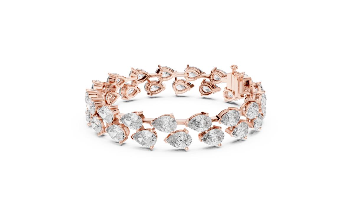 26.52ct TW Pear Lab-Grown Diamond Tennis Bracelet