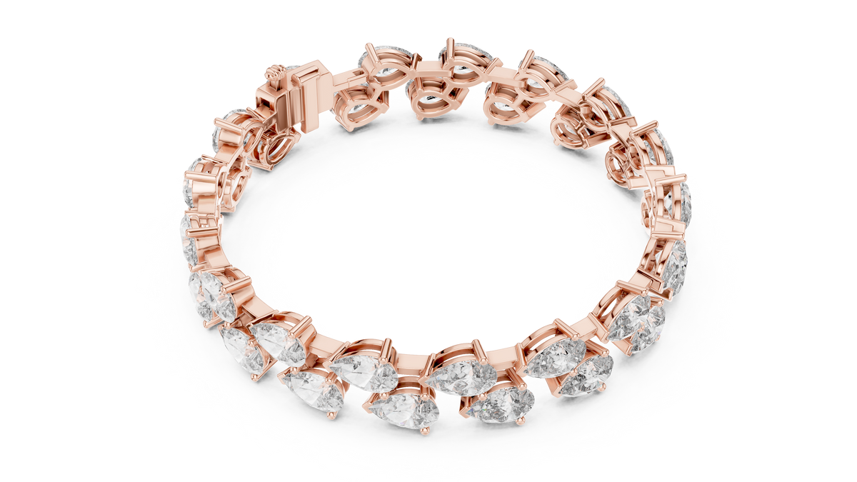 26.52ct TW Pear Lab-Grown Diamond Tennis Bracelet