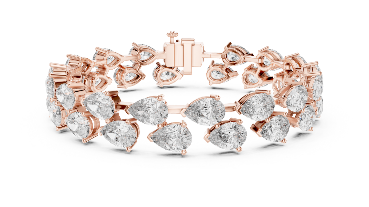 26.52ct TW Pear Lab-Grown Diamond Tennis Bracelet