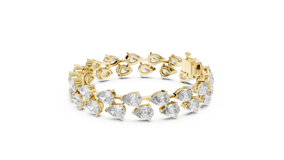 26.52ct TW Pear Lab-Grown Diamond Tennis Bracelet