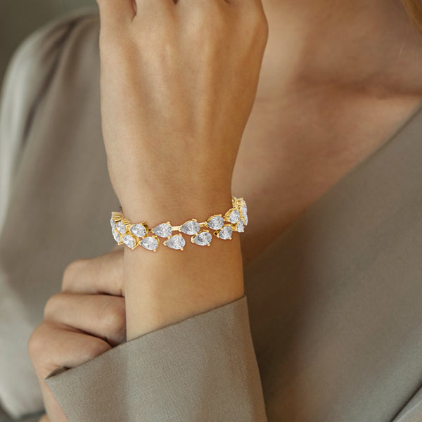 26.52ct TW Pear Lab-Grown Diamond Tennis Bracelet