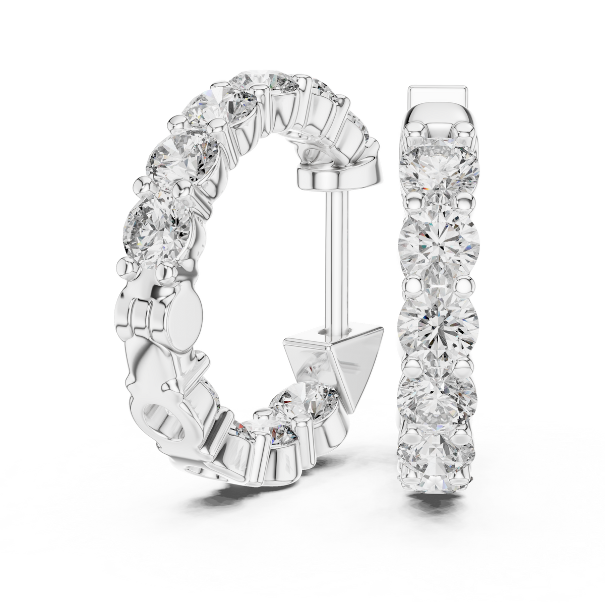1.60ct TW Round Lab-Grown Diamond Hoop Earrings