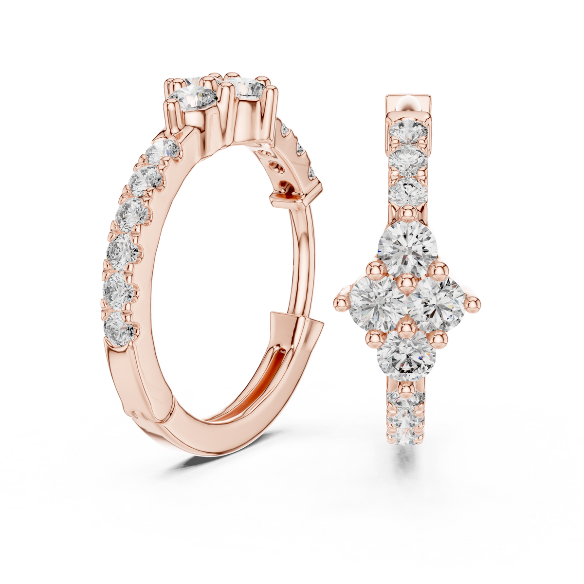 0.5ct TW Round Lab-Grown Diamond Cluster Hoop Earrings