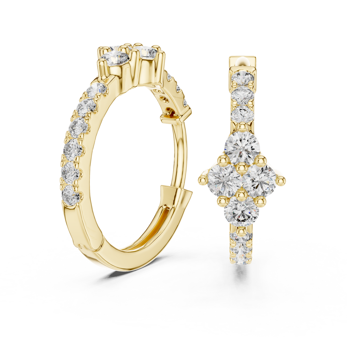 0.5ct TW Round Lab-Grown Diamond Cluster Hoop Earrings