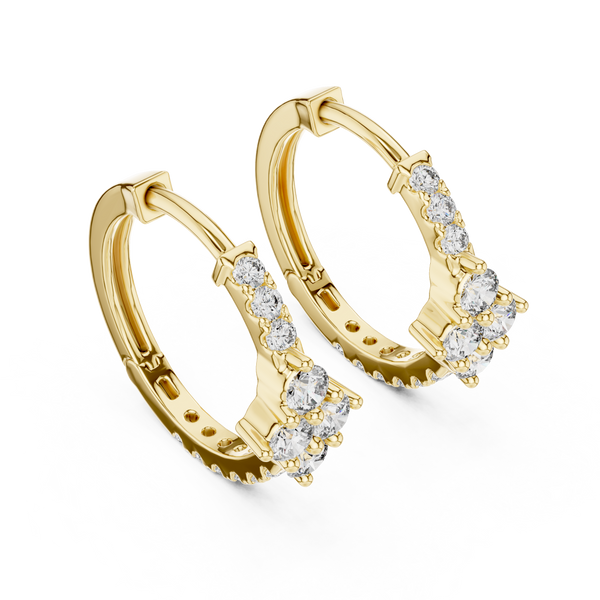 0.5ct TW Round Lab-Grown Diamond Cluster Hoop Earrings