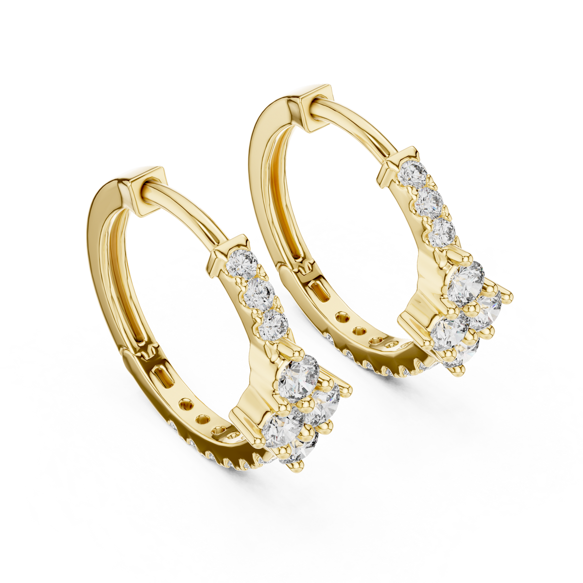 0.5ct TW Round Lab-Grown Diamond Cluster Hoop Earrings