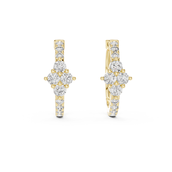 0.5ct TW Round Lab-Grown Diamond Cluster Hoop Earrings