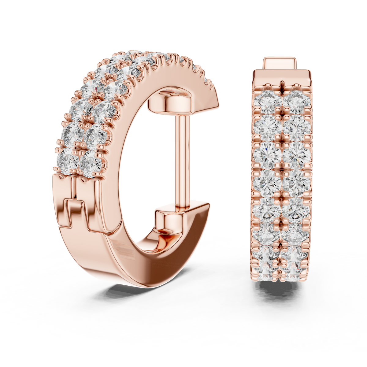 0.40ct TW Round Lab-Grown Diamond Double Row Hoop Earrings