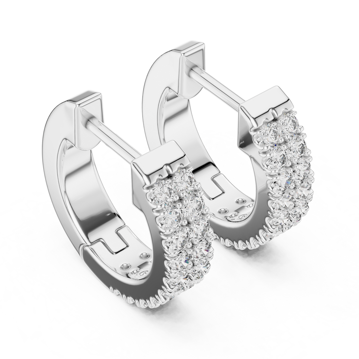 0.40ct TW Round Lab-Grown Diamond Double Row Hoop Earrings