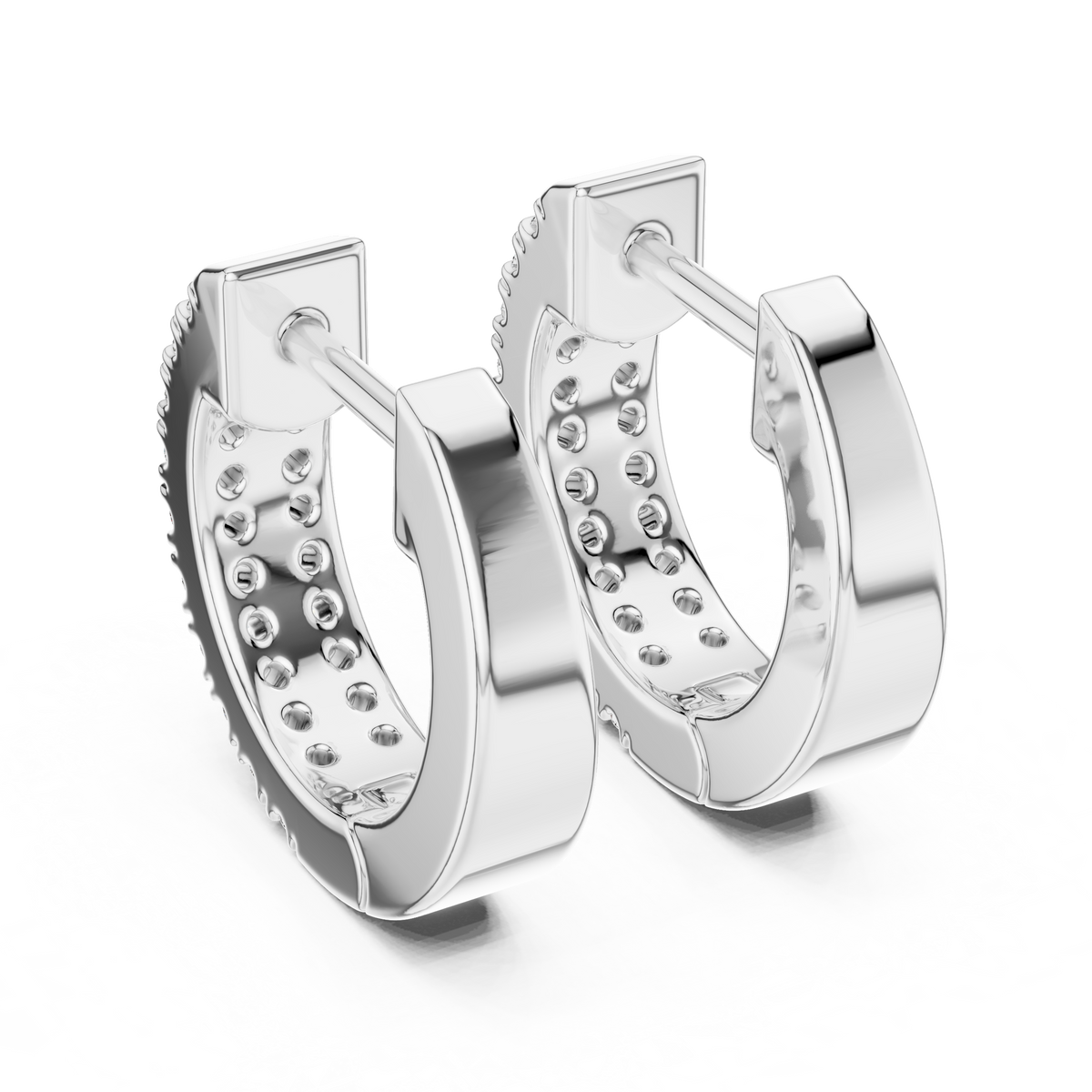 0.40ct TW Round Lab-Grown Diamond Double Row Hoop Earrings