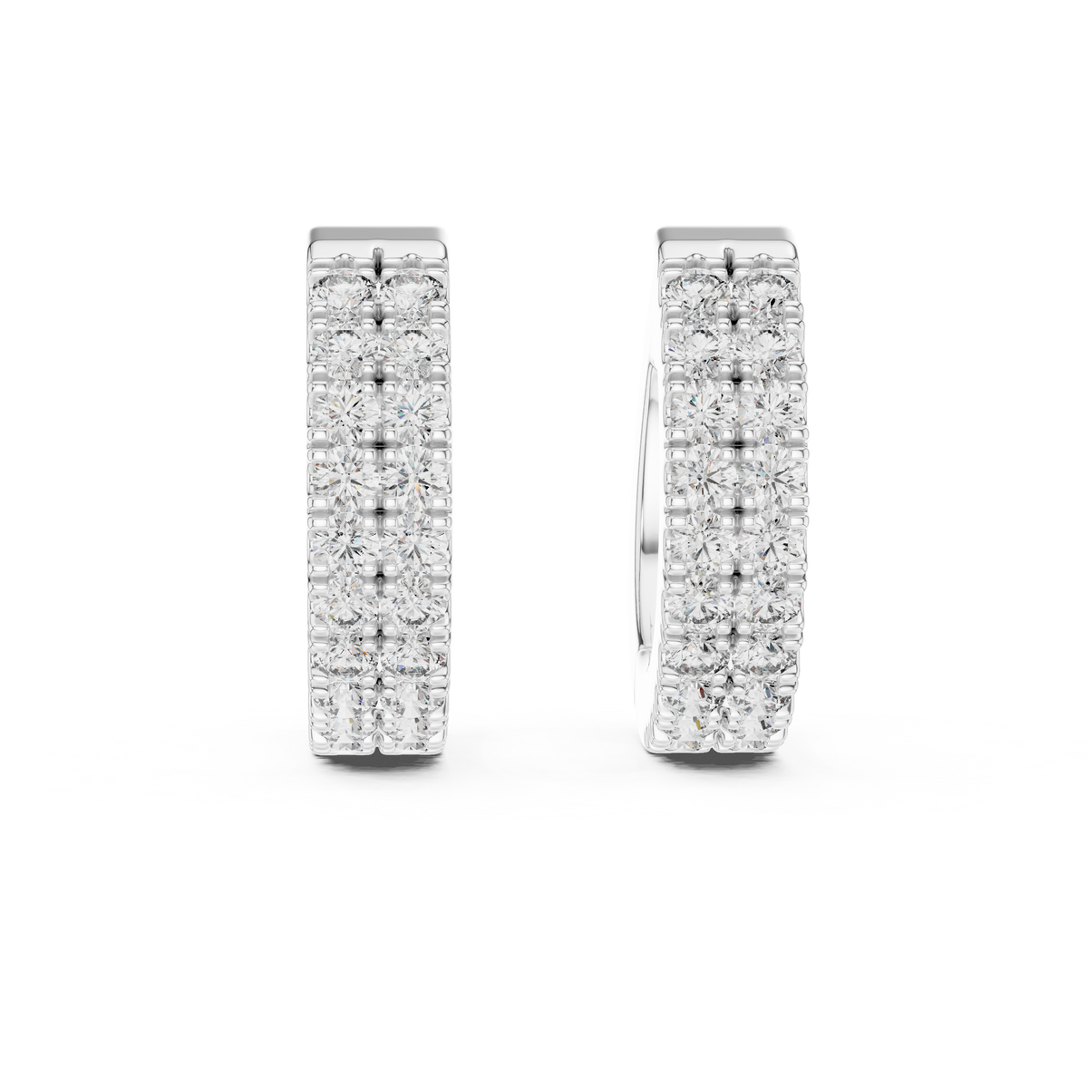 0.40ct TW Round Lab-Grown Diamond Double Row Hoop Earrings