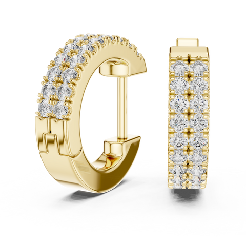 0.40ct TW Round Lab-Grown Diamond Double Row Hoop Earrings