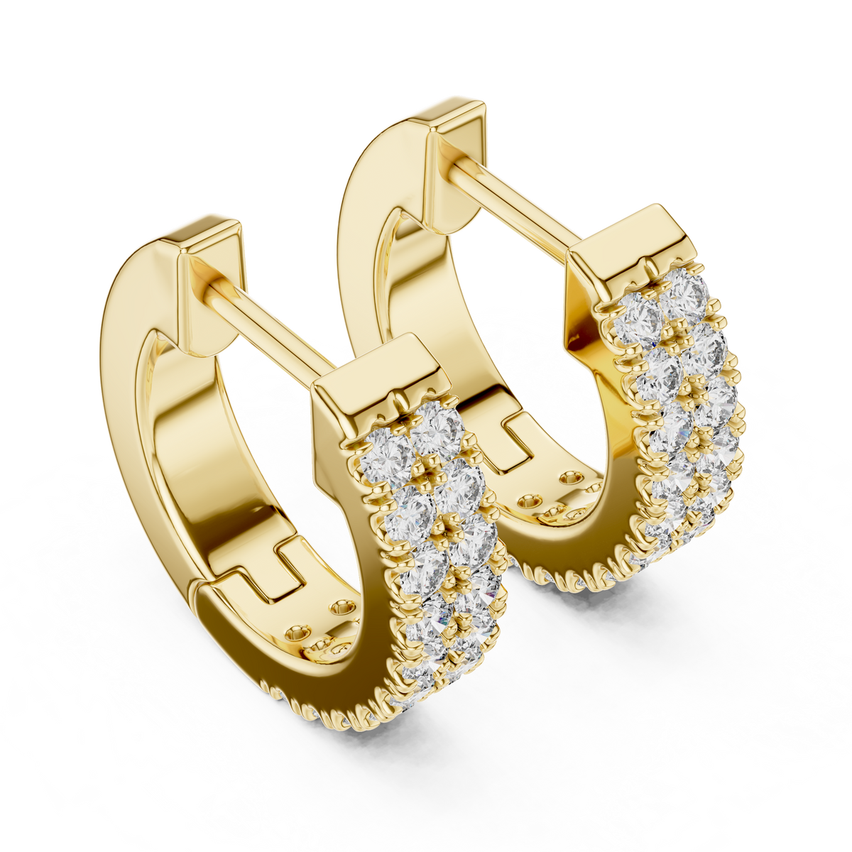 0.40ct TW Round Lab-Grown Diamond Double Row Hoop Earrings