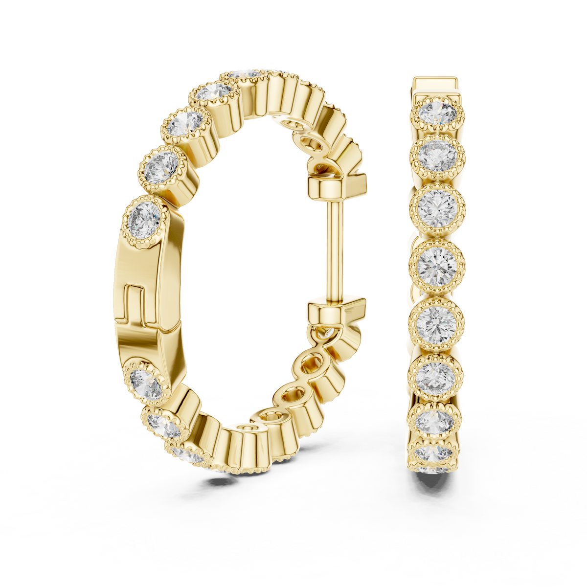 0.70ct TW Round Lab-Grown Diamond Bezel Hoop Earrings