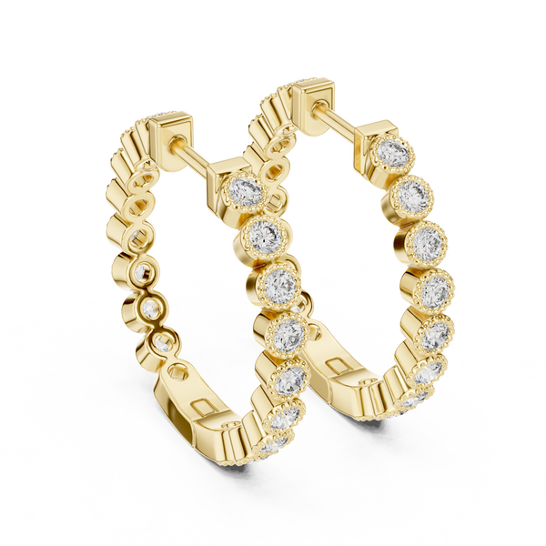 0.70ct TW Round Lab-Grown Diamond Bezel Hoop Earrings
