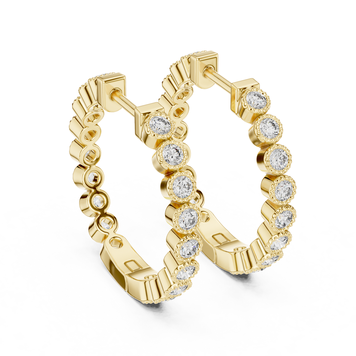 0.70ct TW Round Lab-Grown Diamond Bezel Hoop Earrings