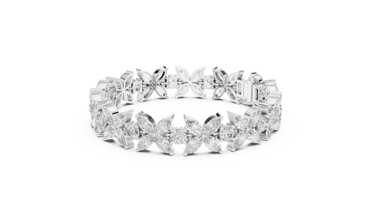 14.05ct TW Marquise and Round Lab-Grown Diamond Bracelet — En Fleur