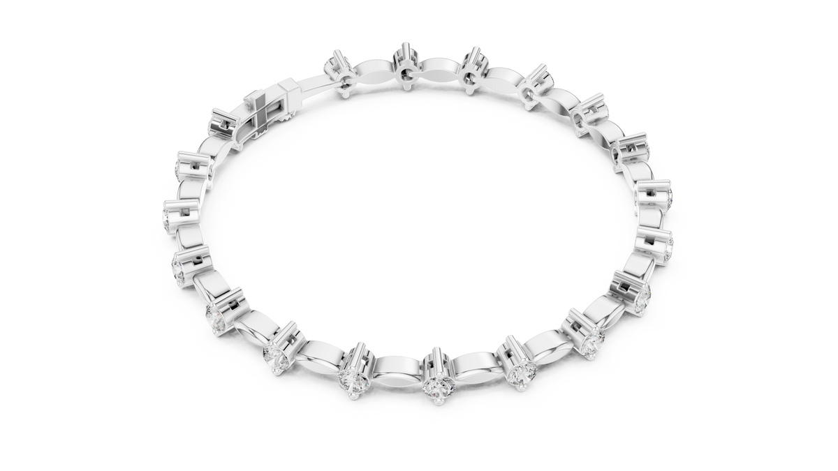 2.09ct TW Round Lab-Grown Diamond Navette Link Bracelet