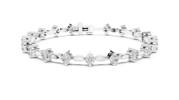 2.09ct TW Round Lab-Grown Diamond Navette Link Bracelet
