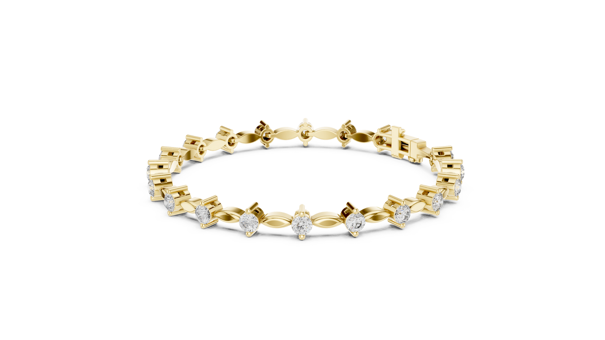 2.09ct TW Round Lab-Grown Diamond Navette Link Bracelet