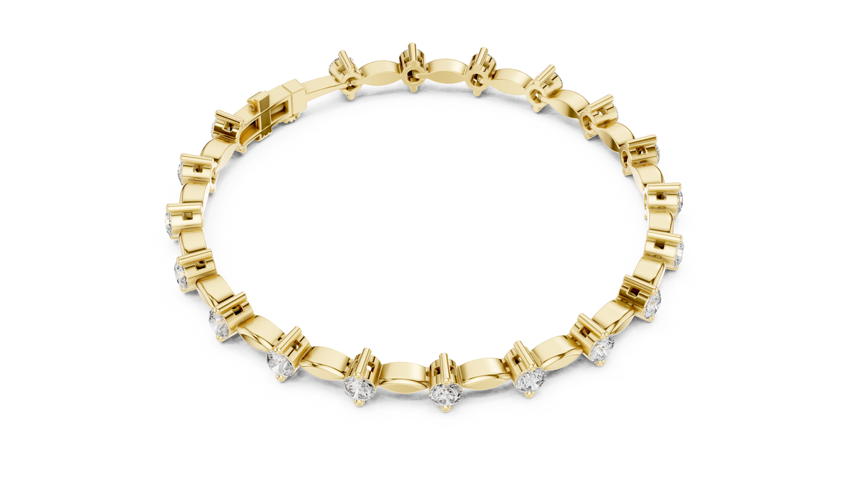 2.09ct TW Round Lab-Grown Diamond Navette Link Bracelet