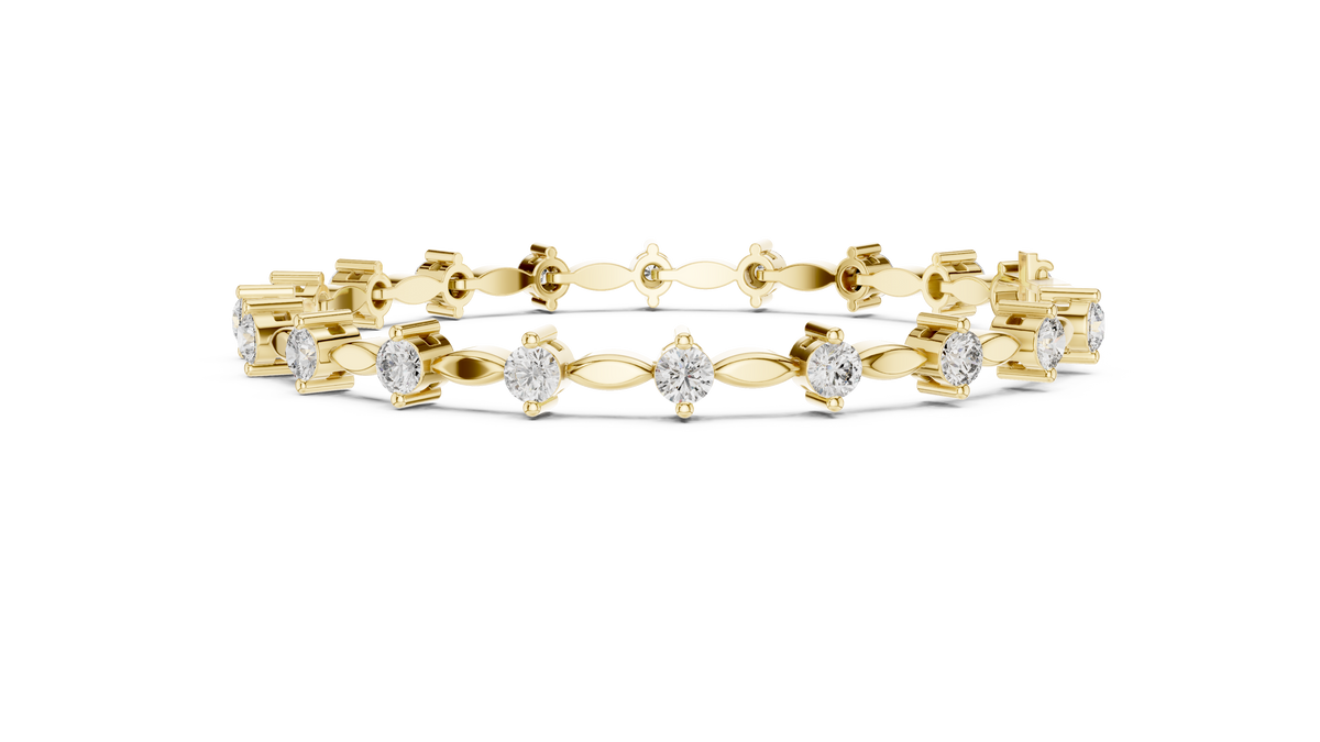 2.09ct TW Round Lab-Grown Diamond Navette Link Bracelet