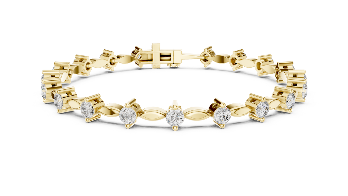 2.09ct TW Round Lab-Grown Diamond Navette Link Bracelet