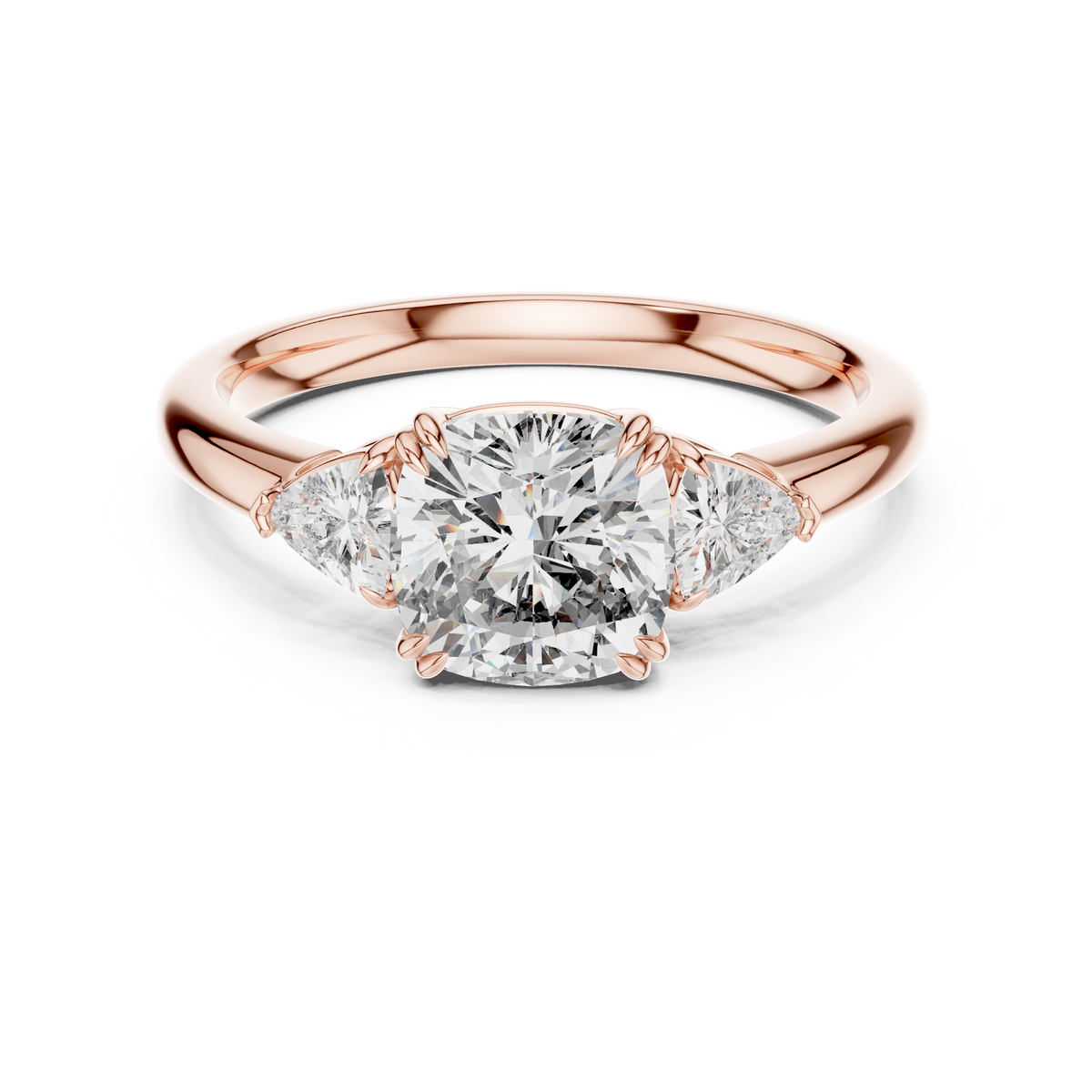 2.09ct TW Trillion and Cushion Lab-Grown Diamond Three Stone Ring