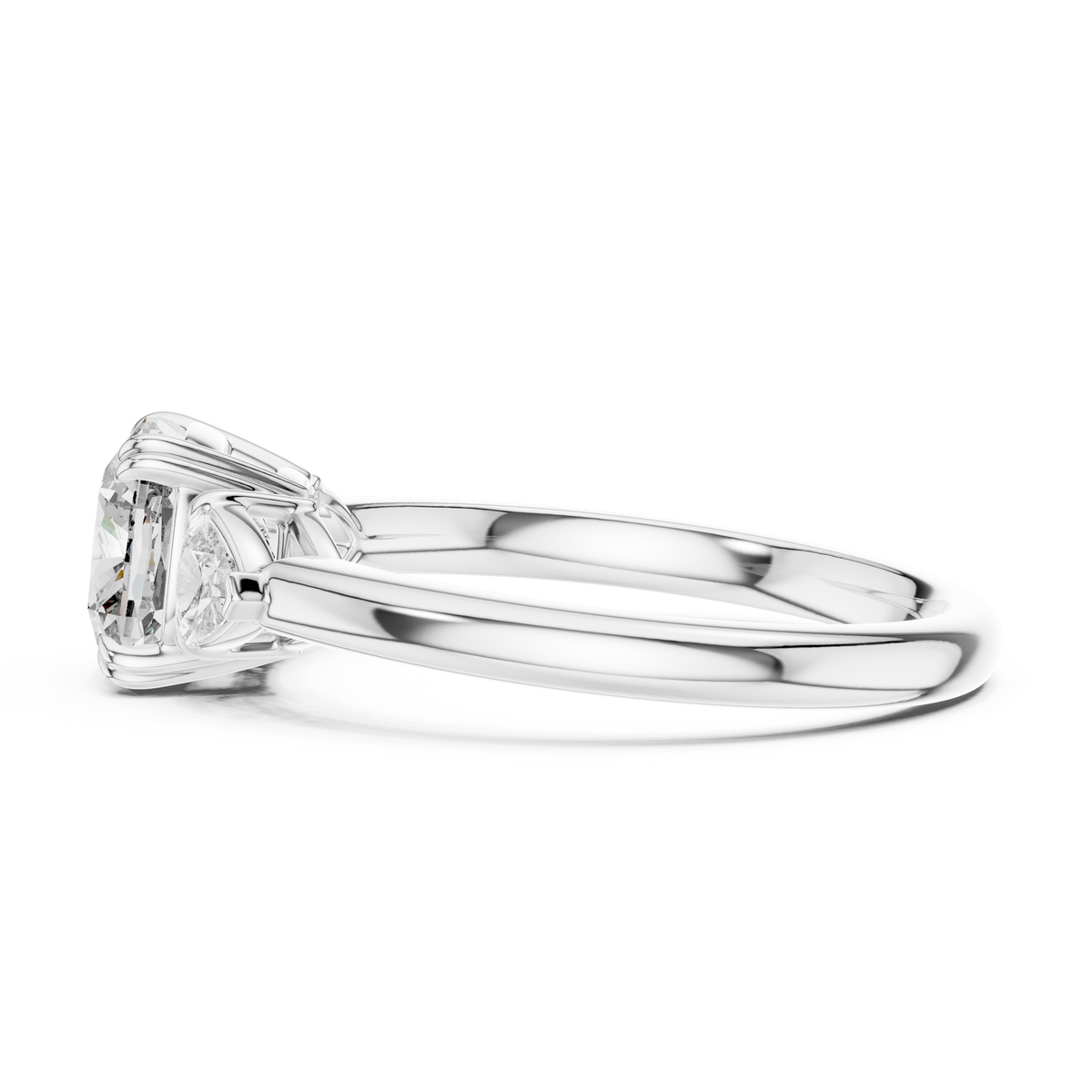 2.09ct TW Trillion and Cushion Lab-Grown Diamond Three Stone Ring