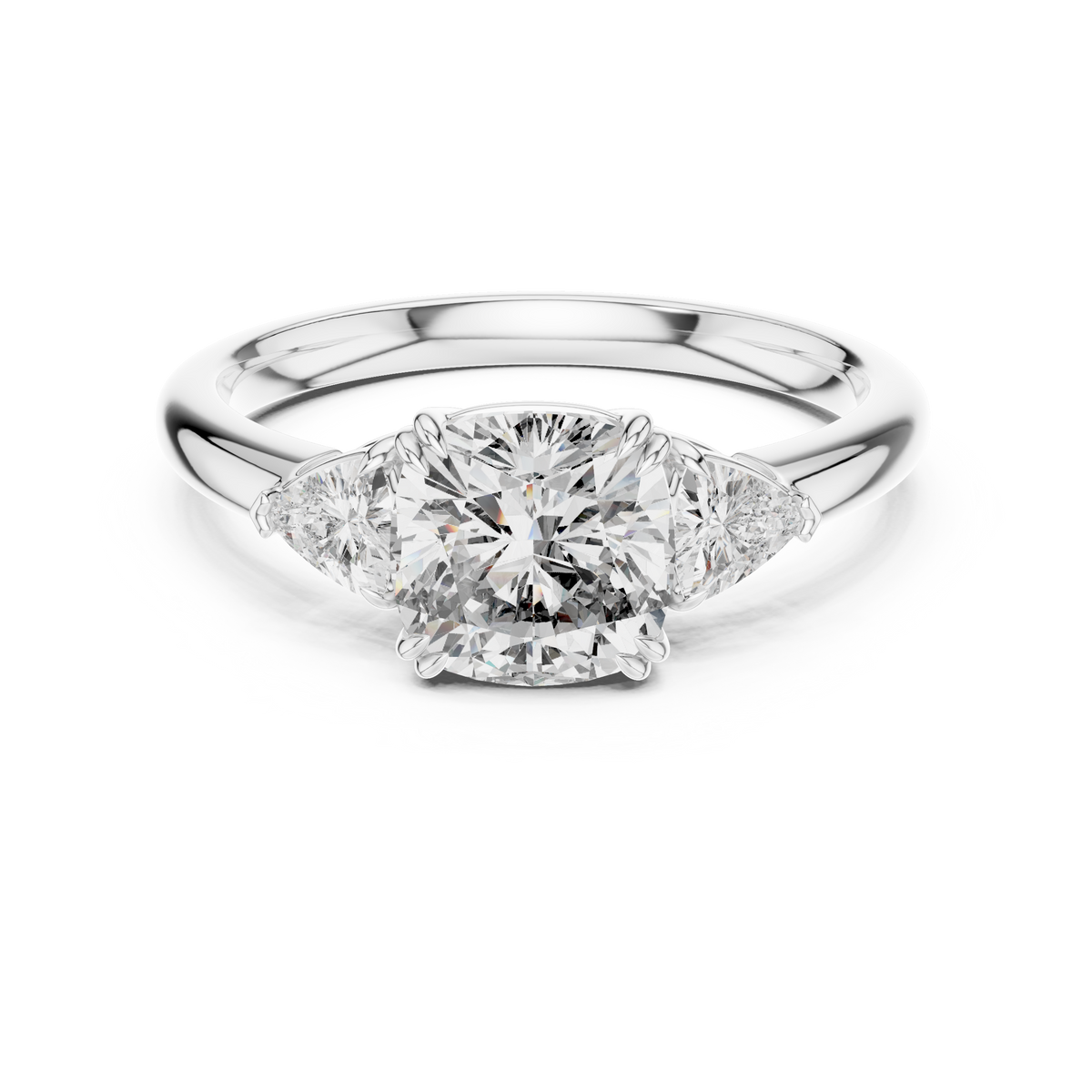 2.09ct TW Trillion and Cushion Lab-Grown Diamond Three Stone Ring