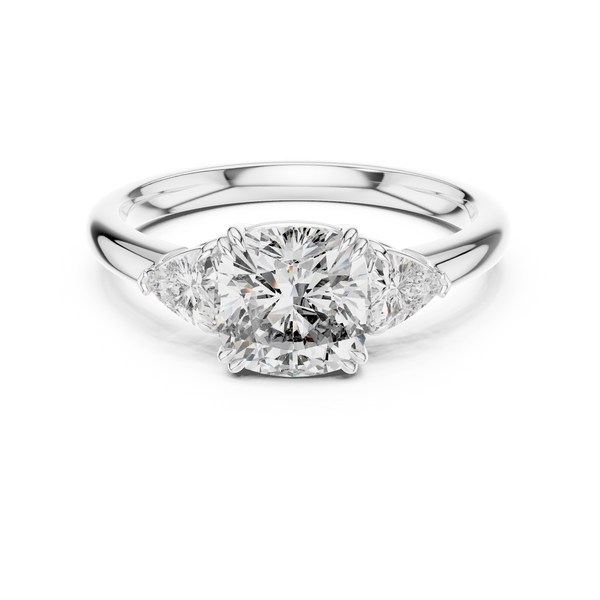 2.09ct TW Trillion and Cushion Lab-Grown Diamond Three Stone Ring