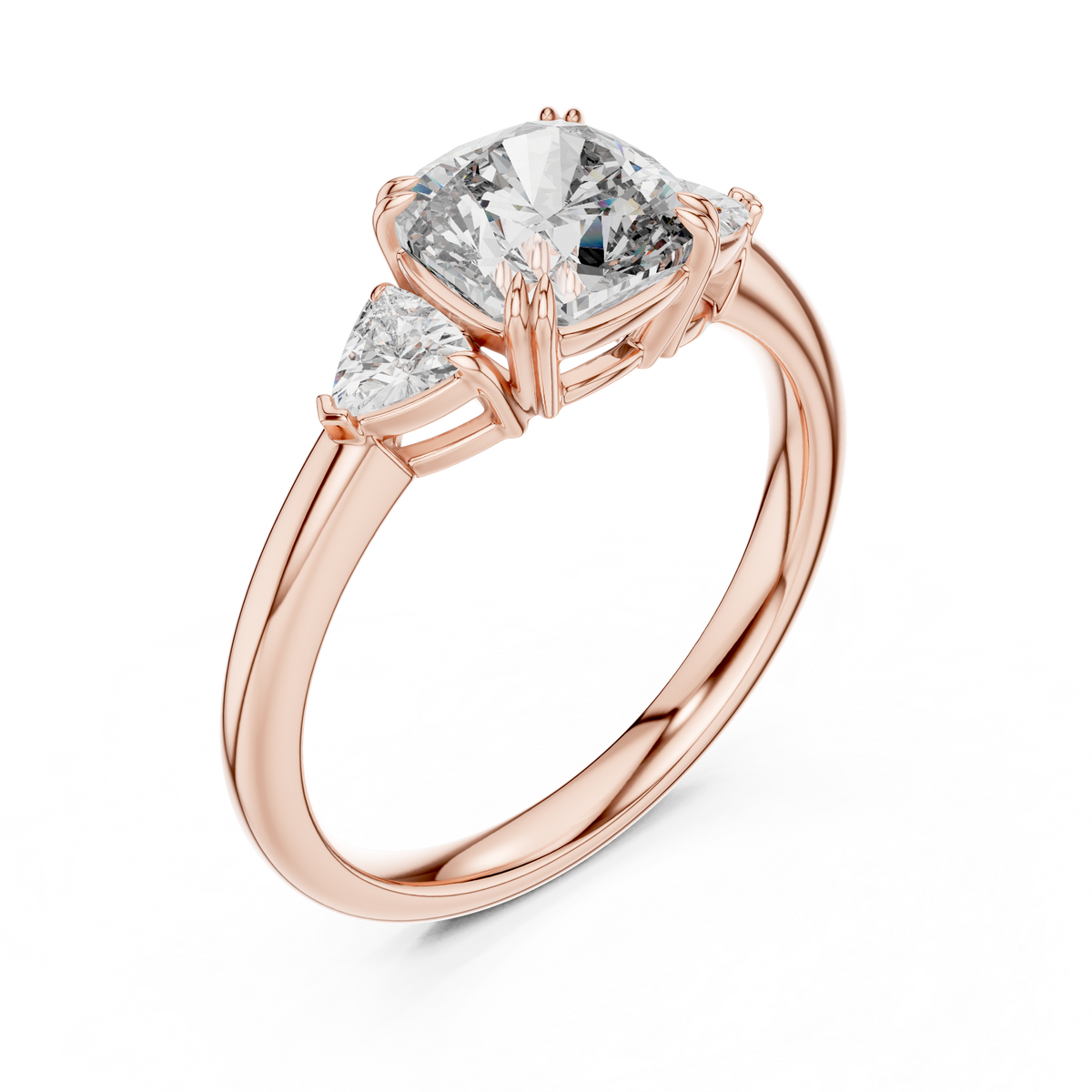 2.09ct TW Trillion and Cushion Lab-Grown Diamond Three Stone Ring