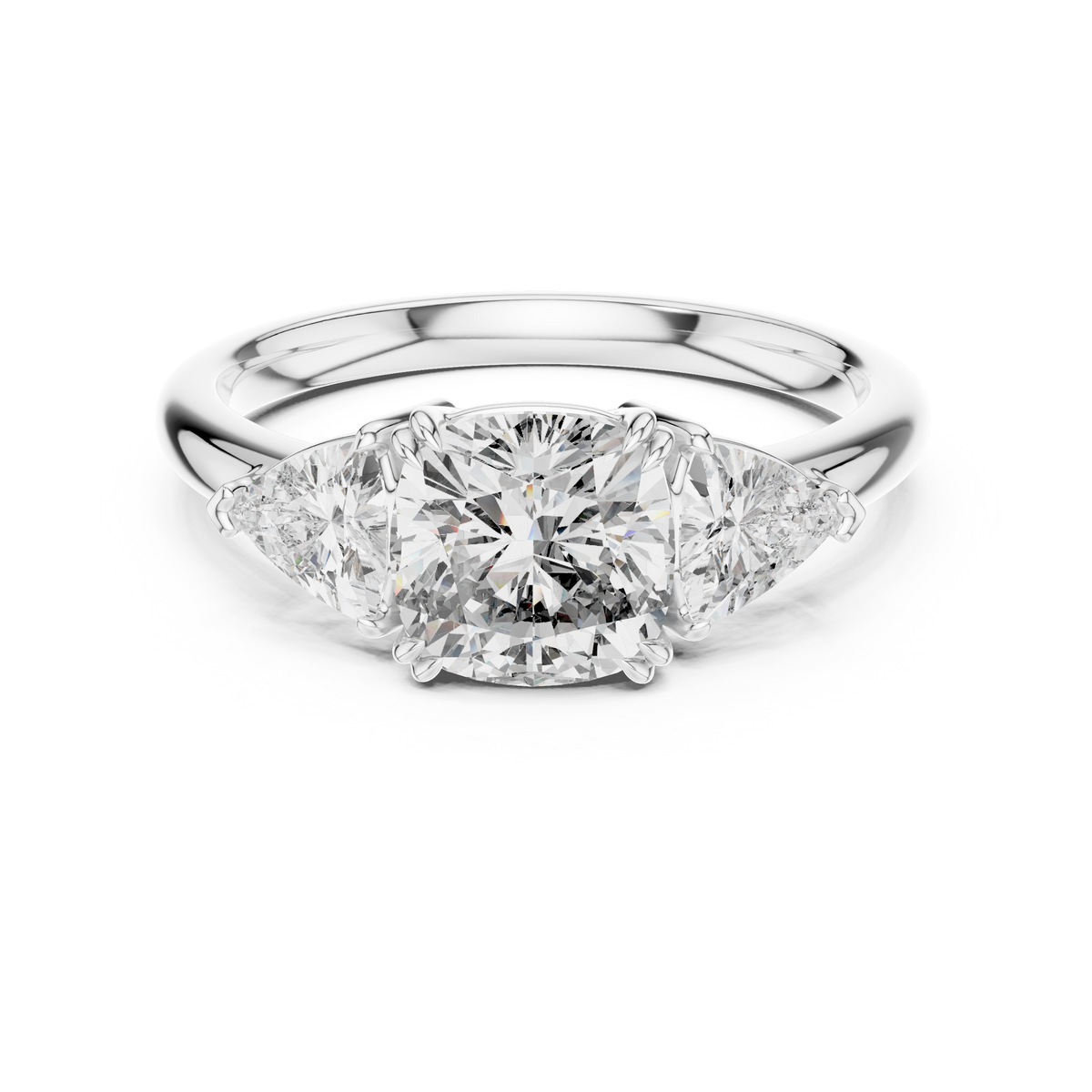 2.39ct TW Trillion and Cushion Lab-Grown Diamond Three Stone Ring