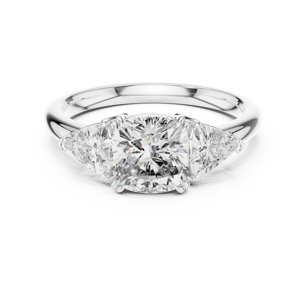 2.39ct TW Trillion and Cushion Lab-Grown Diamond Three Stone Ring