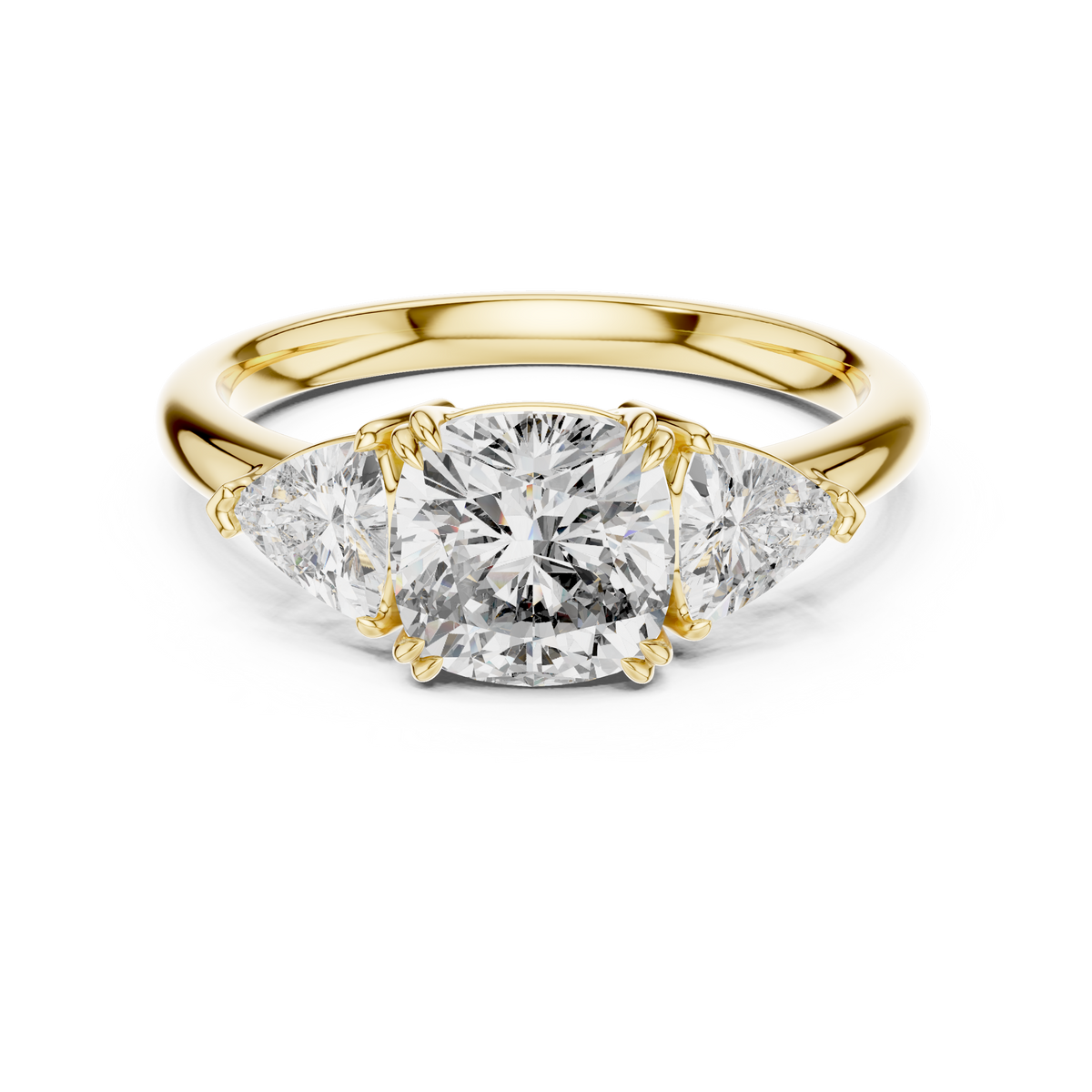 2.39ct TW Trillion and Cushion Lab-Grown Diamond Three Stone Ring