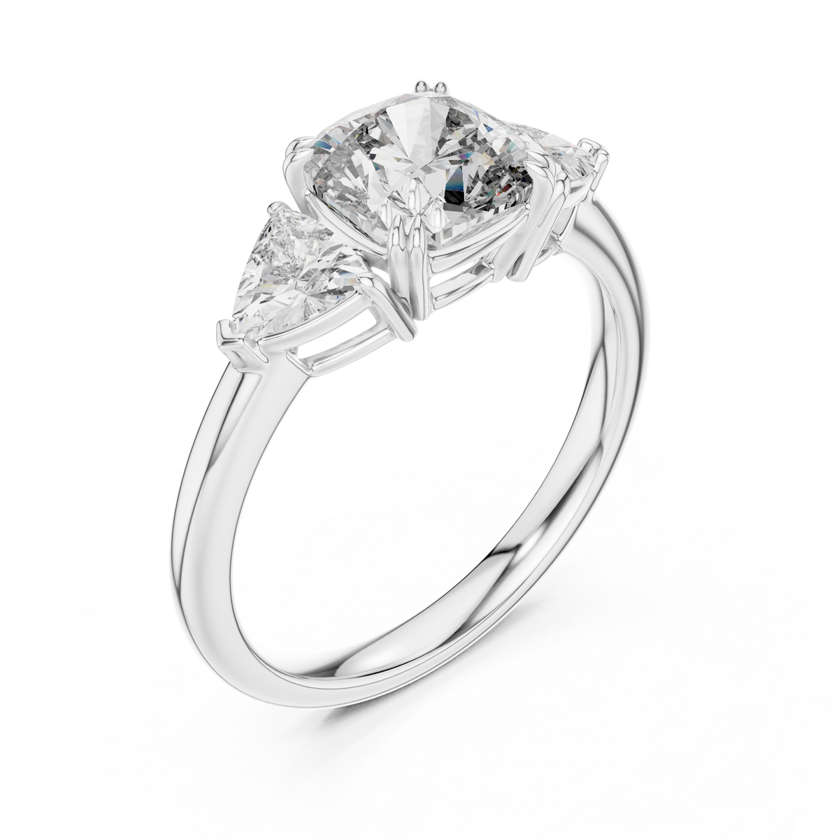 2.39ct TW Trillion and Cushion Lab-Grown Diamond Three Stone Ring