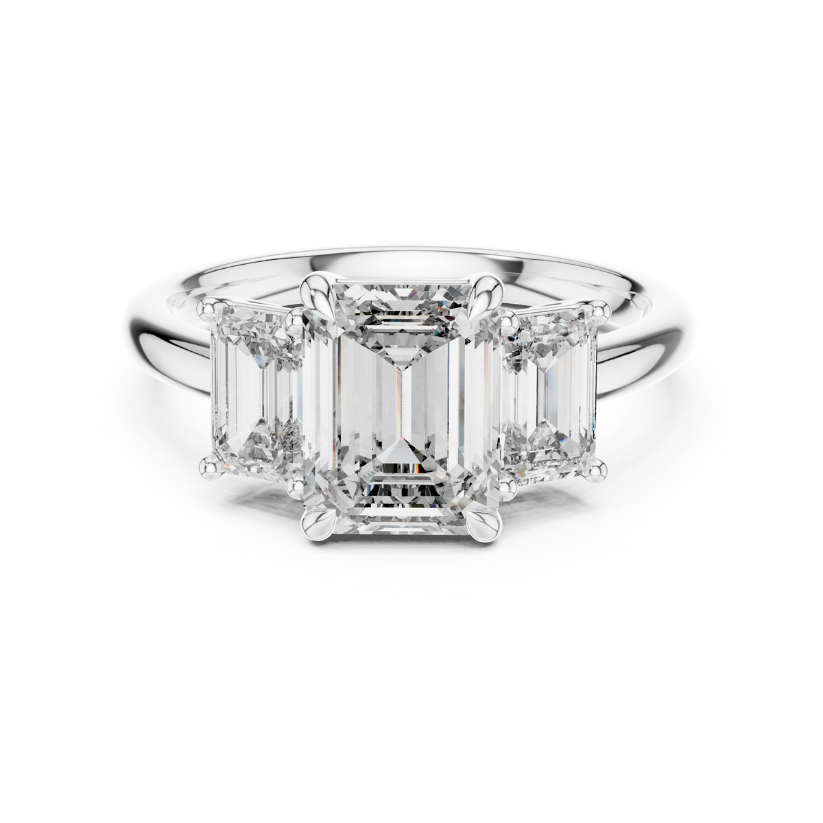 3ct TW Emerald Cut Lab-Grown Diamond Three Stone Ring