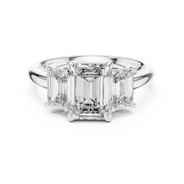3ct TW Emerald Cut Lab-Grown Diamond Three Stone Ring