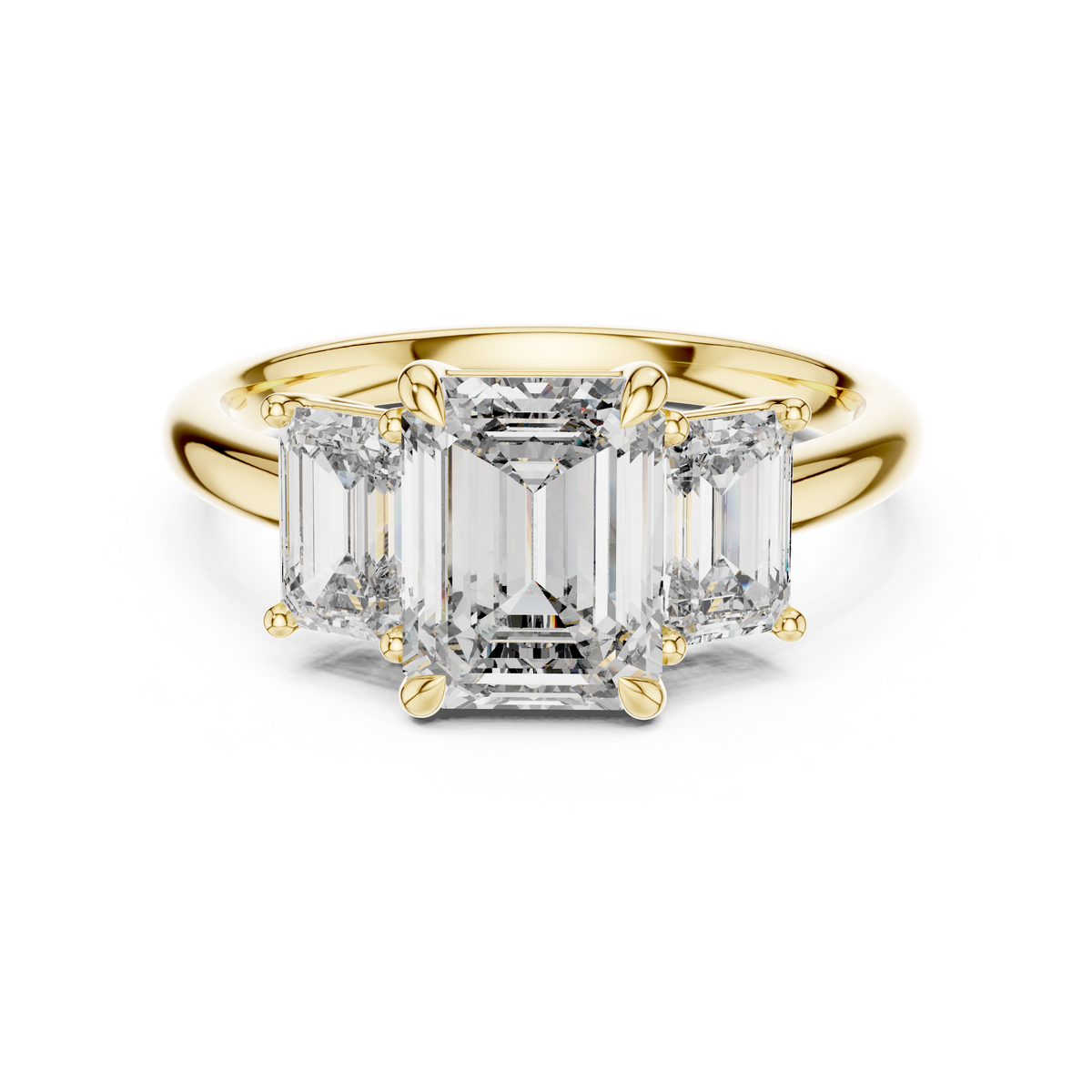 3ct TW Emerald Cut Lab-Grown Diamond Three Stone Ring