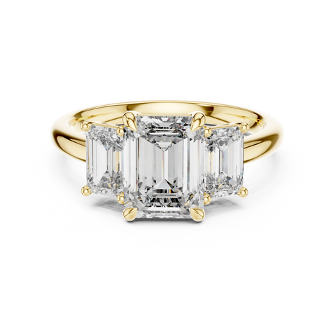 3ct TW Emerald Cut Lab-Grown Diamond Three Stone Ring